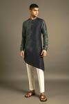 Buy Dhruv Vaish Blue Cotton Silk Chanderi Kurta And Pant Set at Aza Fashions Buy_Dhruv Vaish_Blue Cotton Silk Chanderi Kurta And Pant Set _at_Aza_Fashions