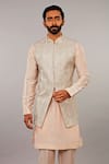 Vanshik_Grey Embroidered Bundi And Kurta Set _Online_at_Aza_Fashions