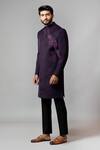 Buy_Paarsh_Purple Suiting Overlap Sherwani And Pant Set _at_Aza_Fashions