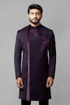 Buy_Paarsh_Purple Suiting Overlap Sherwani And Pant Set _Online_at_Aza_Fashions