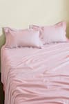 Shop_Houmn_Pink Cotton - 300 Thread Count Pastel Tree Stitch Bedsheet - Of 3 _at_Aza_Fashions