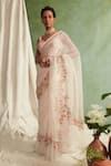 Priyanka Jain_Pink Organza Sweetheart Neck Saree With Blouse _Online_at_Aza_Fashions