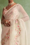 Buy_Priyanka Jain_Pink Organza Sweetheart Neck Saree With Blouse _Online_at_Aza_Fashions