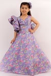 Buy_Lil Angels_Purple Floral Print Gown For Girls_at_Aza_Fashions