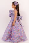Lil Angels_Purple Floral Print Gown For Girls_Online_at_Aza_Fashions