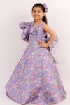 Shop_Lil Angels_Purple Floral Print Gown For Girls_Online_at_Aza_Fashions