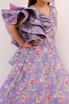 Lil Angels_Purple Floral Print Gown For Girls_at_Aza_Fashions