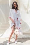 Shop Nikasha White Cotton Round Kaftan Dress at Aza Fashions Shop_Nikasha_White Cotton Round Kaftan Dress _at_Aza_Fashions