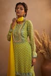 Aneesh Agarwaal_Yellow Georgette Abstract Print, Mirror And Thread Round Kurta Sharara Set _Online_at_Aza_Fashions