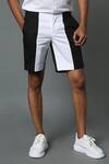 Buy_House Of Three_White Cotton Poplin Arali Colorblock Shorts _Online_at_Aza_Fashions