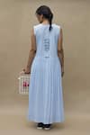 Shop_Chillosophy_Blue Cotton Poplin Round Pleated Maxi Dress  _at_Aza_Fashions