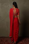 Shop_RI.Ritu Kumar_Pink 100% Silk Printed Geometric V Neck Prina Saree With Blouse_at_Aza_Fashions