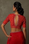 Shop_RI.Ritu Kumar_Pink 100% Silk Printed Geometric V Neck Prina Saree With Blouse_Online_at_Aza_Fashions