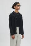 Terra Luna Black 100% Linen Plain Pegasus Camp Collar Shirt Online at Aza Fashions Terra Luna_Black 100% Linen Plain Pegasus Camp Collar Shirt _Online_at_Aza_Fashions