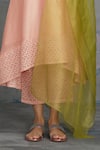 Shop_Charkhee_Peach Kurta Chanderi And Cotton Pant Cotton Dupatta Organza Embellished Set _Online_at_Aza_Fashions