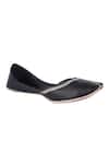 5 elements_Black Faux Leather Embroidered Juttis_Online_at_Aza_Fashions