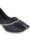 Shop_5 elements_Black Faux Leather Embroidered Juttis_Online_at_Aza_Fashions