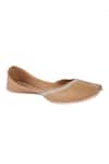 5 elements_Brown Faux Leather Embroidered Juttis_Online_at_Aza_Fashions