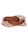 Shop 5elements Gold Embroidered Silk Mirror Embellished Juttis at Aza Fashions Shop_5elements_Gold Embroidered Silk Mirror Embellished Juttis _at_Aza_Fashions