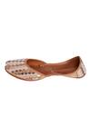5elements Gold Embroidered Silk Mirror Embellished Juttis Online at Aza Fashions 5elements_Gold Embroidered Silk Mirror Embellished Juttis _Online_at_Aza_Fashions
