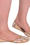 Shop 5elements Gold Embroidered Silk Mirror Embellished Juttis Online at Aza Fashions Shop_5elements_Gold Embroidered Silk Mirror Embellished Juttis _Online_at_Aza_Fashions