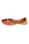 5 elements_Orange Cotton Leather Embroidered Juttis_Online_at_Aza_Fashions
