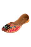 Buy_5 elements_Orange Cotton Leather Embroidered Juttis_Online_at_Aza_Fashions