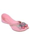 Shop 5elements Pink Embroidered Floral Juttis at Aza Fashions Shop_5elements_Pink Embroidered Floral Juttis _at_Aza_Fashions