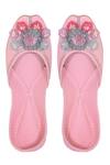 Buy 5elements Pink Embroidered Floral Juttis at Aza Fashions Buy_5elements_Pink Embroidered Floral Juttis _at_Aza_Fashions