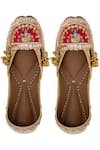 Buy_5elements_Gold Embellished Patchwork Ghunghroo Juttis _at_Aza_Fashions