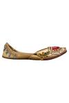 5elements_Gold Embellished Patchwork Ghunghroo Juttis _Online_at_Aza_Fashions