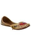 Buy_5elements_Gold Embellished Patchwork Ghunghroo Juttis _Online_at_Aza_Fashions
