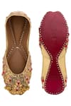 Shop_5elements_Gold Embellished Floral Ghunghroo Juttis _at_Aza_Fashions