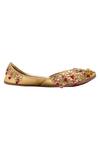 5elements_Gold Embellished Floral Ghunghroo Juttis _Online_at_Aza_Fashions