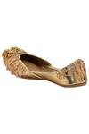 Shop_5 elements_Gold Faux Leather Floral Ghunghroo Juttis_Online_at_Aza_Fashions