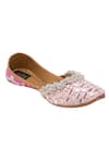 Shop_5elements_Pink Mirror Embellished Juttis _Online_at_Aza_Fashions