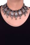 Buy_5elements_Silver Plated Ghunghroo Parija Oxidised Choker_at_Aza_Fashions