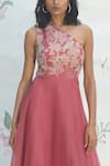 Shop_Taavare_Pink Organza Asymmetric One Shoulder Layered Gown_Online_at_Aza_Fashions