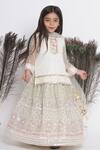 Little Bansi_Green Cotton, Net Sequins, Pearls, Embroidery Embellished Lehenga Set _at_Aza_Fashions