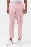 Shop Genes Lecoanet Hemant Pink Cotton Twill Plain Pleated Pastel Trouser Online at Aza Fashions Shop_Genes Lecoanet Hemant_Pink Cotton Twill Plain Pleated Pastel Trouser _Online_at_Aza_Fashions