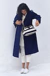 Kharakapas_Blue Poplin Lapel Sage Trench Coat  _at_Aza_Fashions