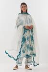 Shop_Amisha Kothari_Ivory Cotton, Organza, Cut Work, Floral Printed Kurta Set With Dupatta _Online_at_Aza_Fashions
