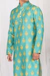 Eleven Brothers_Green Kurta Mulberry Silk Print Ace Inverted And Pant Set _Online_at_Aza_Fashions