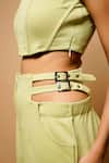 AHI Clothing_Green Imported Plain Scoop Neck Corset Top And Wide Leg Pant Set _at_Aza_Fashions