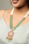 Ishhaara_Multi Color American Diamond Embellished Long Pendant Necklace _at_Aza_Fashions