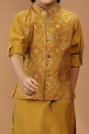 Kora By Nilesh Mitesh_Yellow Silk Printed Bandhej Bundi Kurta Set _at_Aza_Fashions