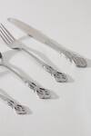 Table Manners_Silver Stainless Steel Engraved Cutlery Set_at_Aza_Fashions