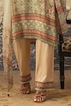 Kalista_Green Crepe Printed Floral Tie-up Zuri Kurta Pant Set _at_Aza_Fashions