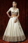 Shop_SHIKHAR SHARMA_Silver Lehenga Cotton Simmer Chanderi Embroidered Chandni And Zari Bridal Set _Online_at_Aza_Fashions