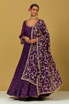 Ikshita Choudhary_Purple Chanderi Embroidered V Neck Anarkali_at_Aza_Fashions